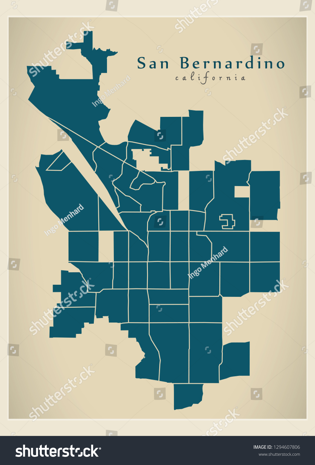 Modern City Map - San Bernardino California city - Royalty Free Stock ...