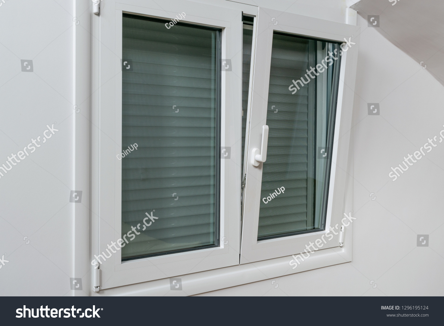 Double tilt and turn aluminum thermal break window with vertical fly screen and rolling shutter, casement window with European groove mechanism #1296195124
