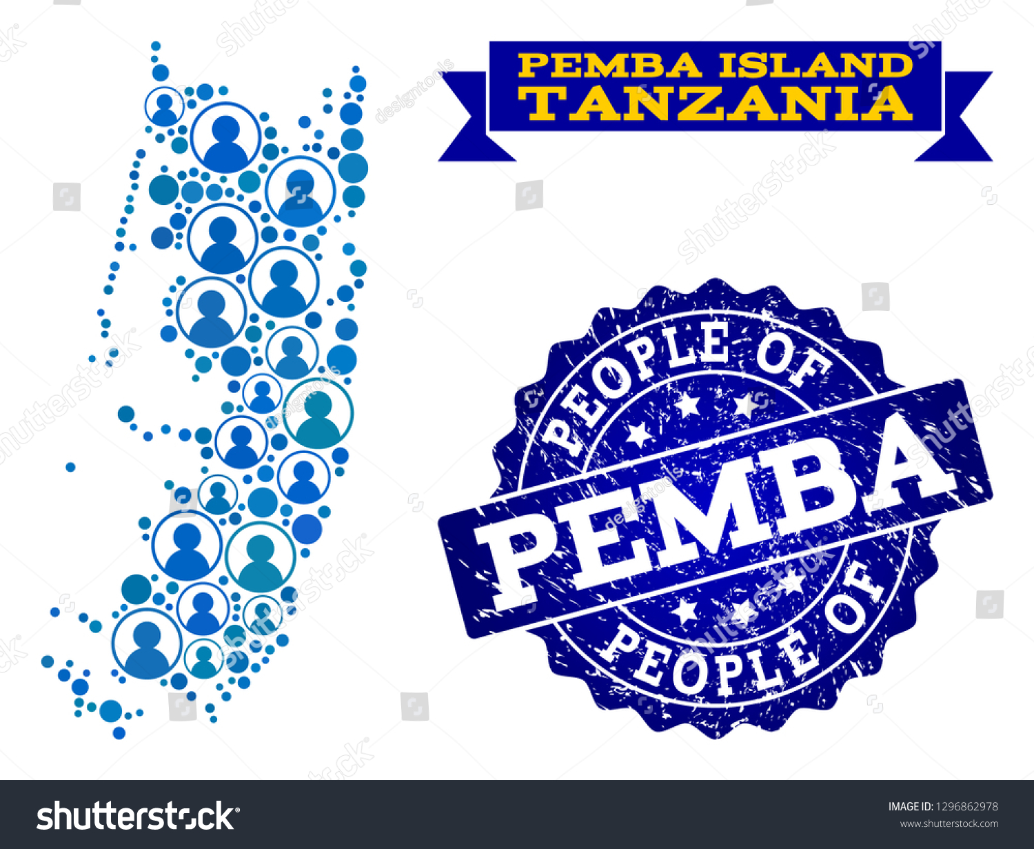 People Collage Of Blue Population Map Of Pemba Royalty Free Stock Vector 1296862978 6789