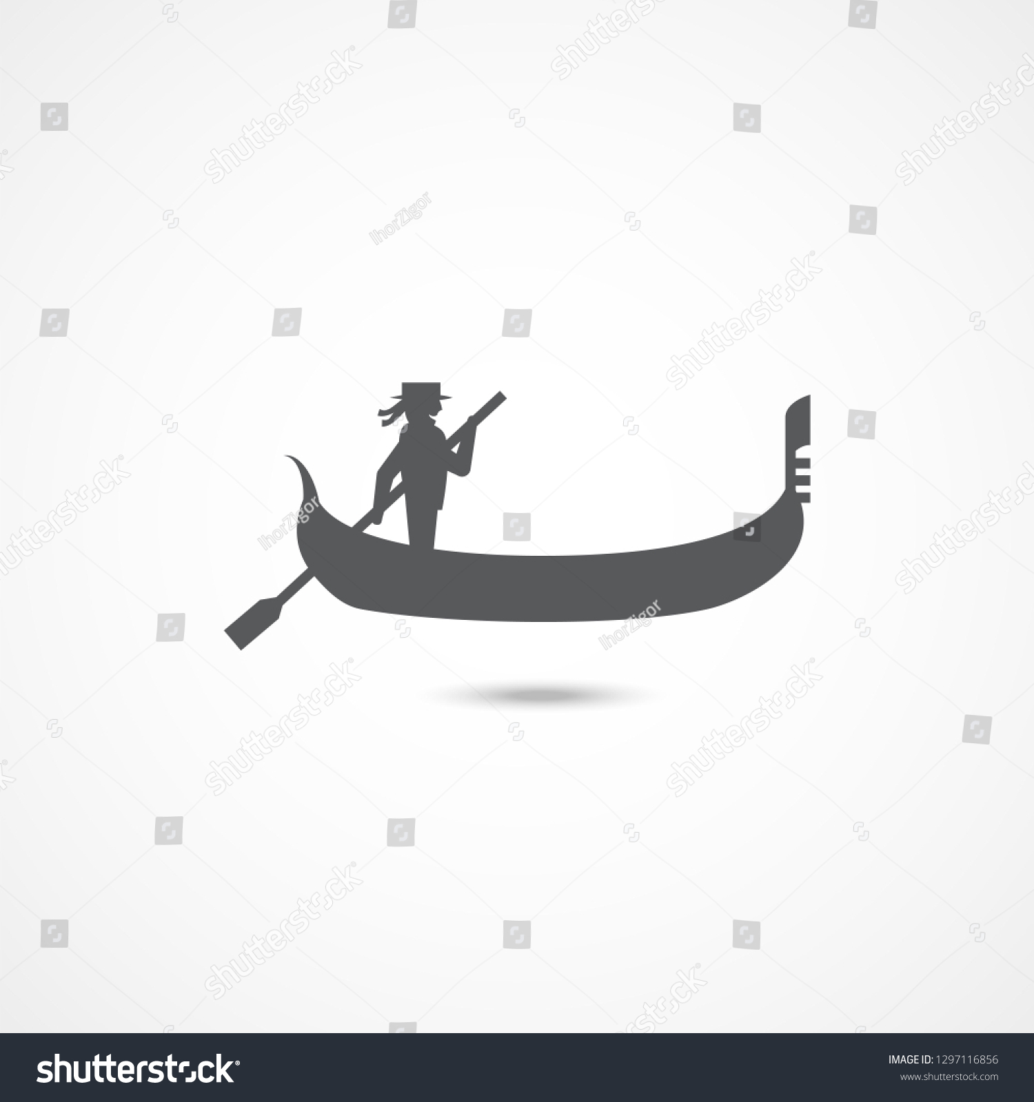 Gondola icon on white background - Royalty Free Stock Photo 1297116856 ...