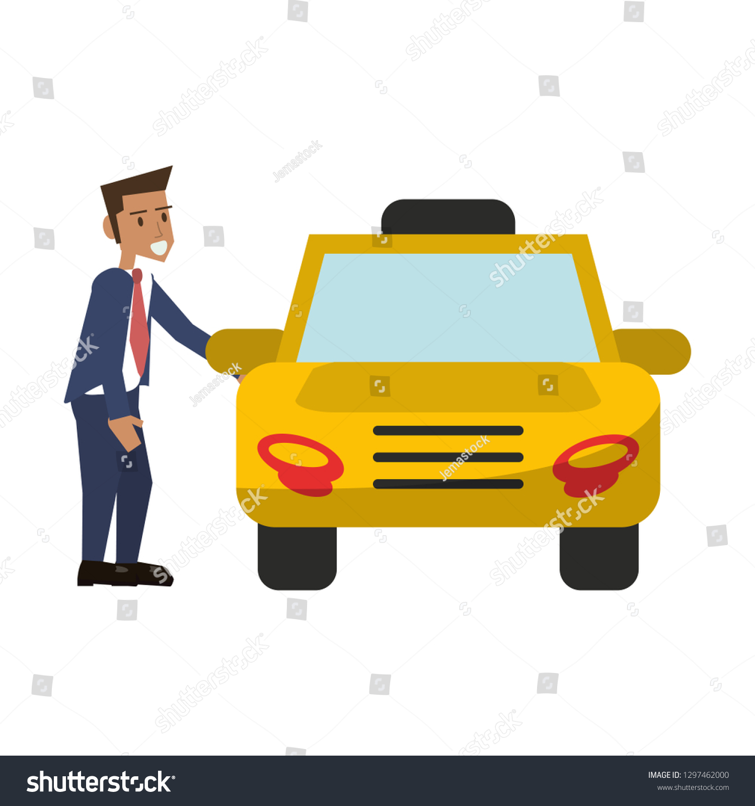 Businessman Taking Taxi Cab - Royalty Free Stock Vector 1297462000 ...