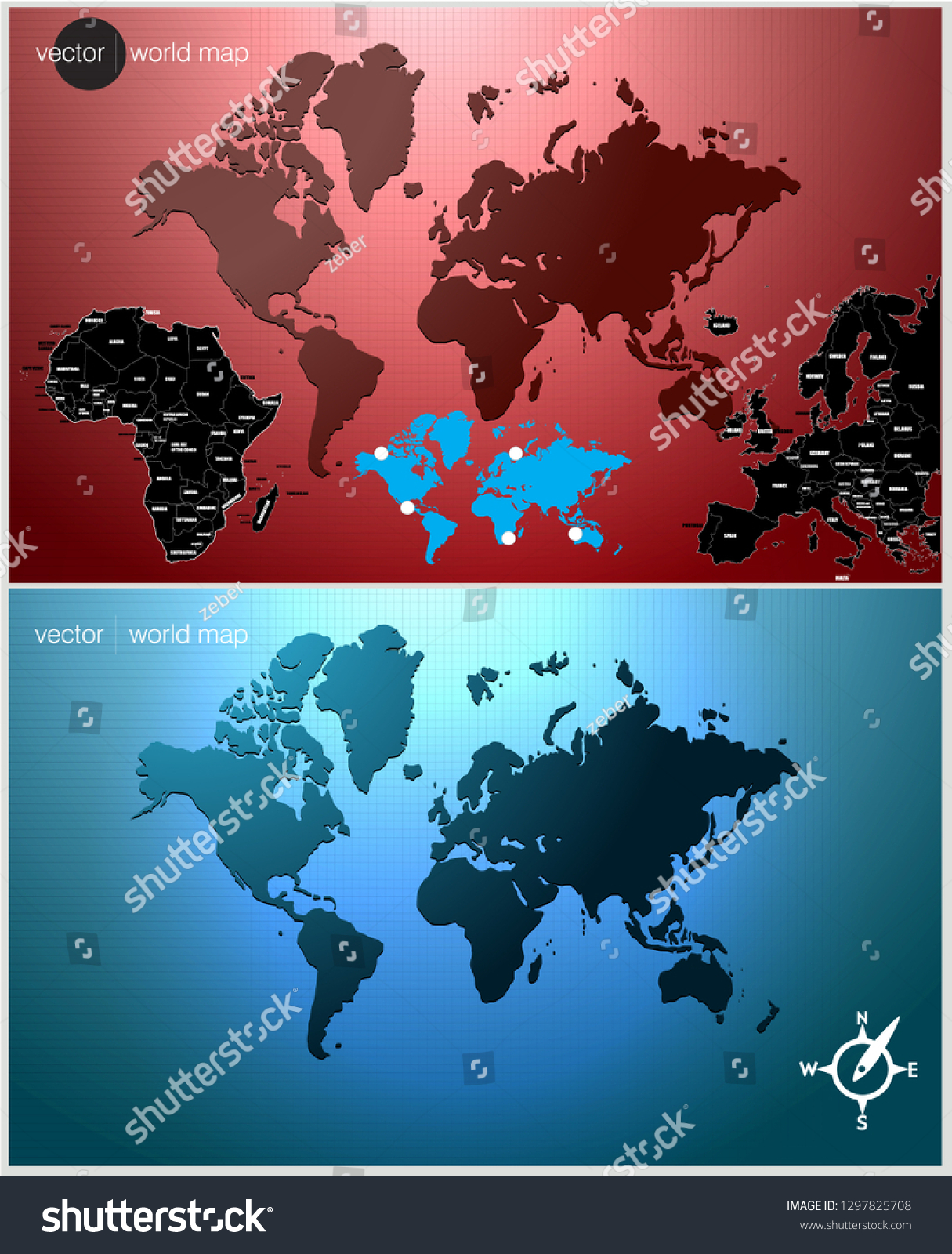 World Map Vector Illustration Royalty Free Stock Vector 1297825708 