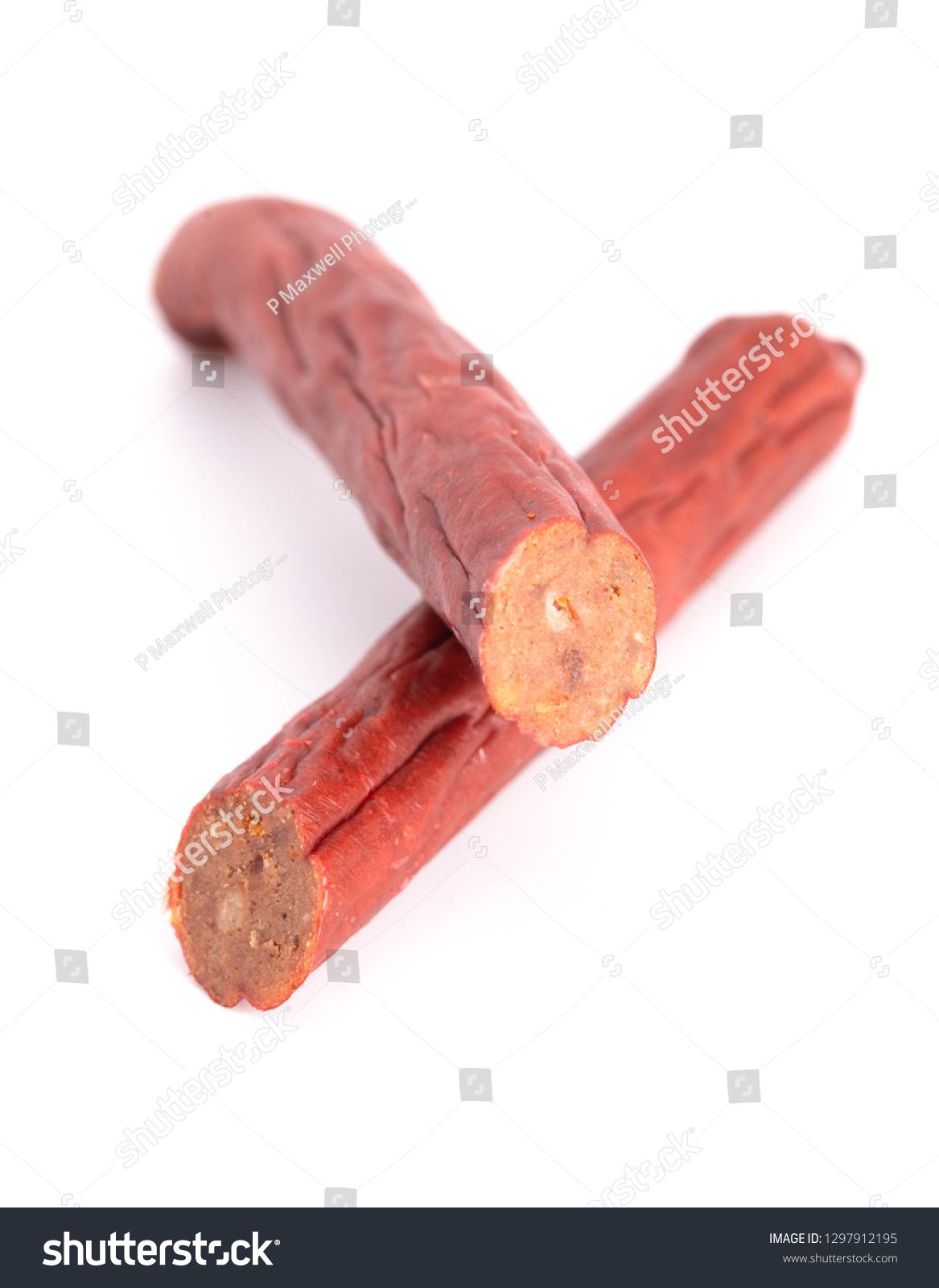 Set of Beef Sticks on a White Background #1297912195