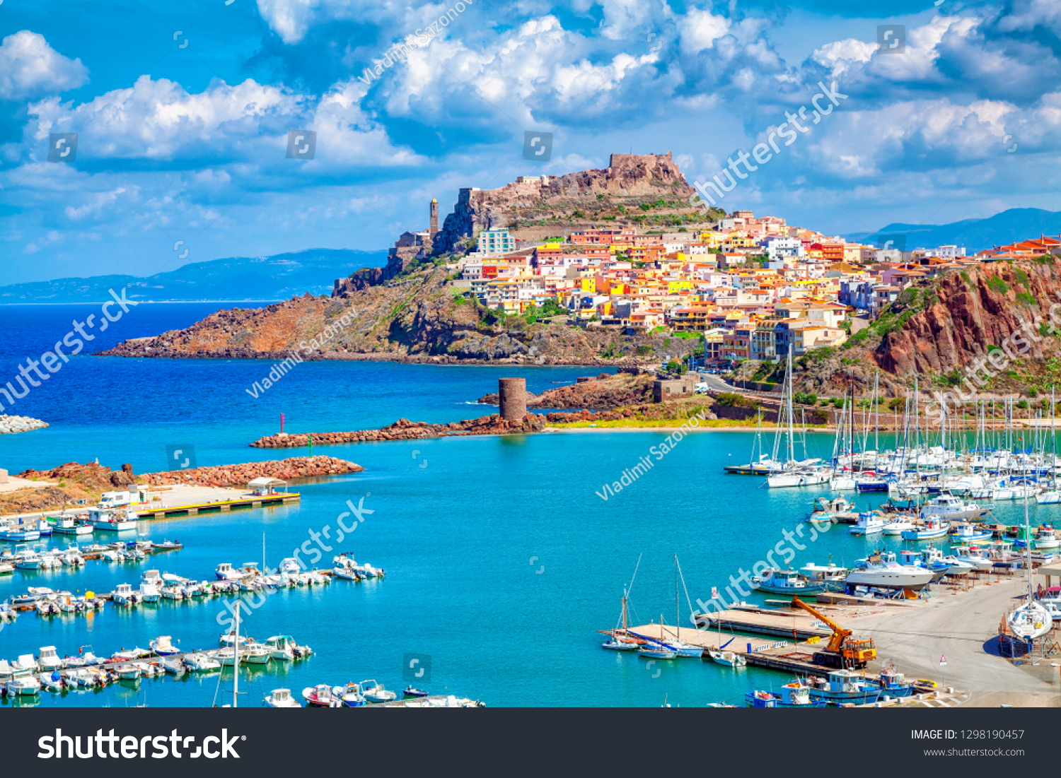Castelsardo town and port in Sardinia, Province of Sassari, Italy. Beaches and villas in Sardinia. #1298190457