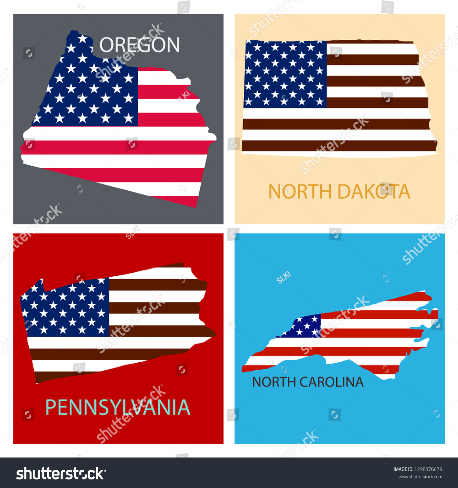 Poster Map Of United States Of America With Royalty Free Stock Vector 1298376679 