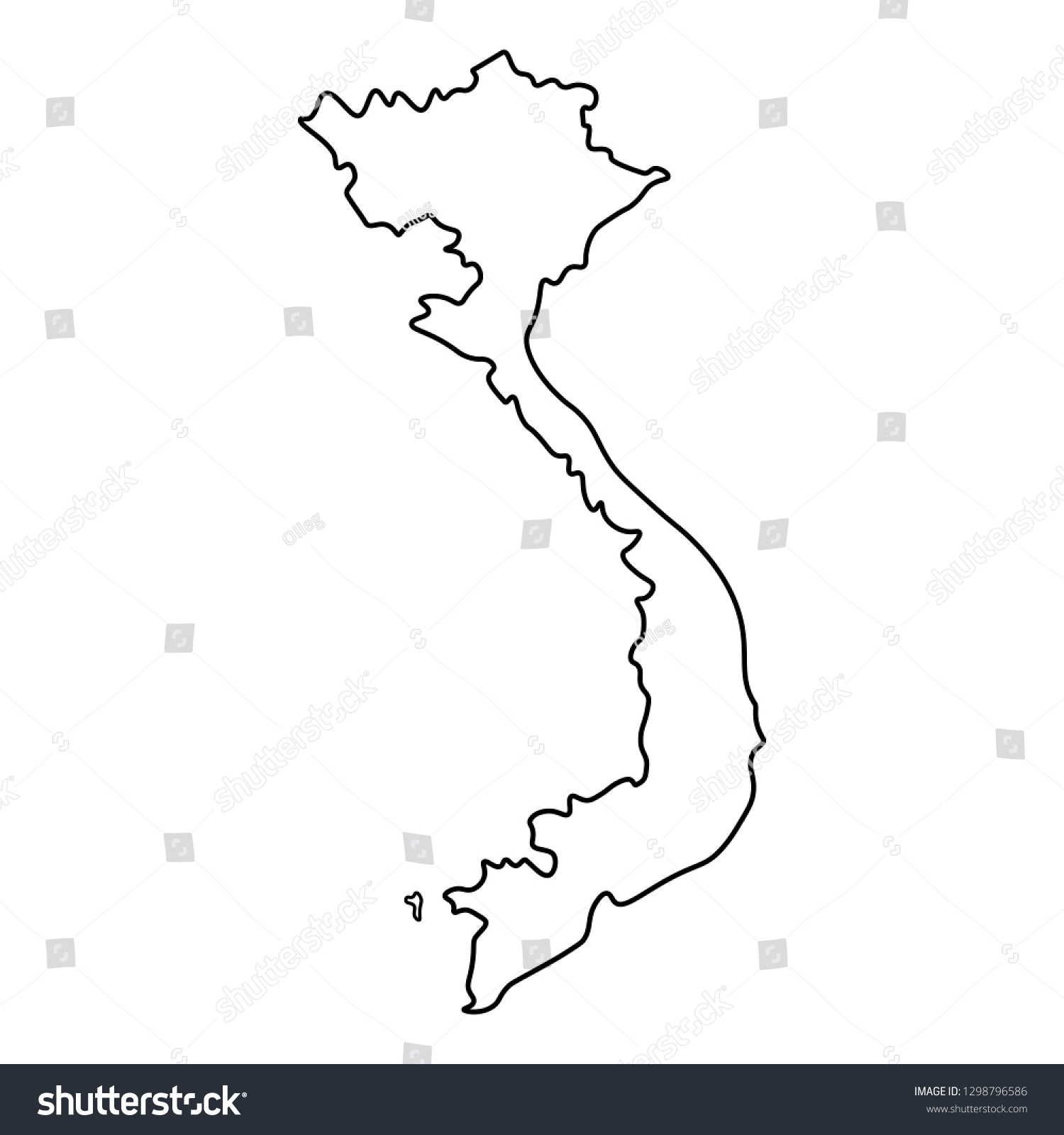 Map of Vietnam - outline. Silhouette of Vietnam - Royalty Free Stock ...