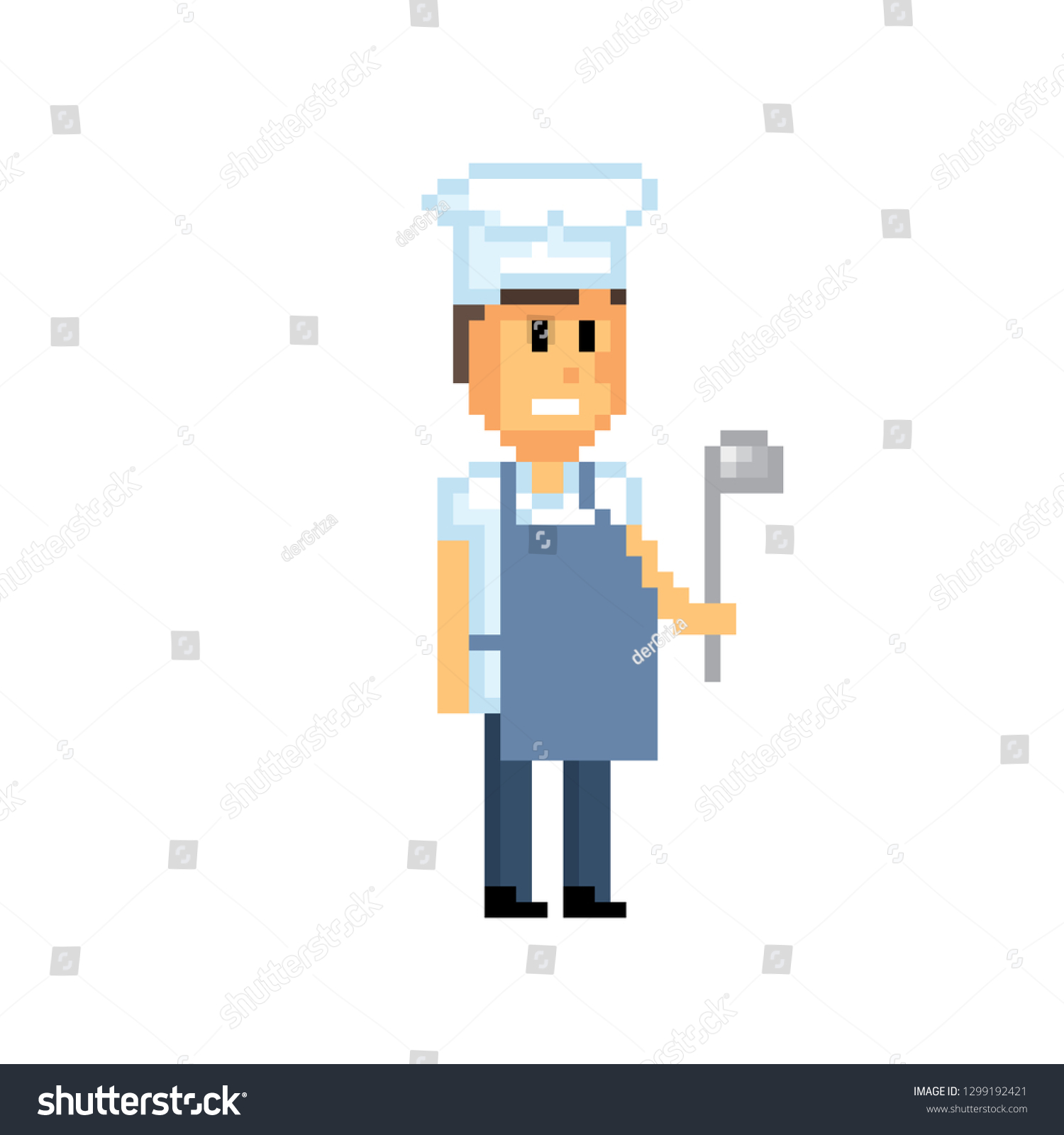 Chef. Pixel Art. Old School Computer Graphic. 8 - Royalty Free Stock 