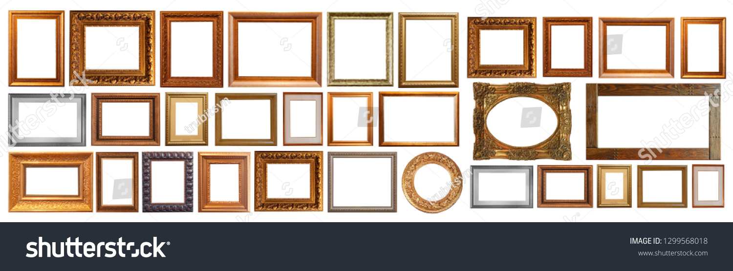 Gold interior elements of the picture frame isolated #1299568018