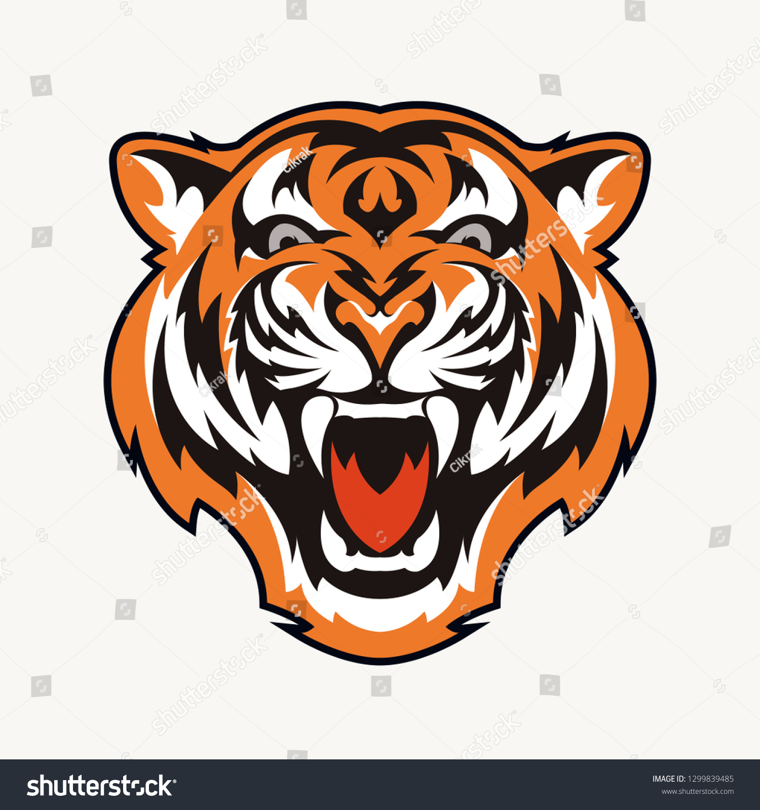 Head Tiger Vector Illustration Royalty Free Stock Vector 1299839485