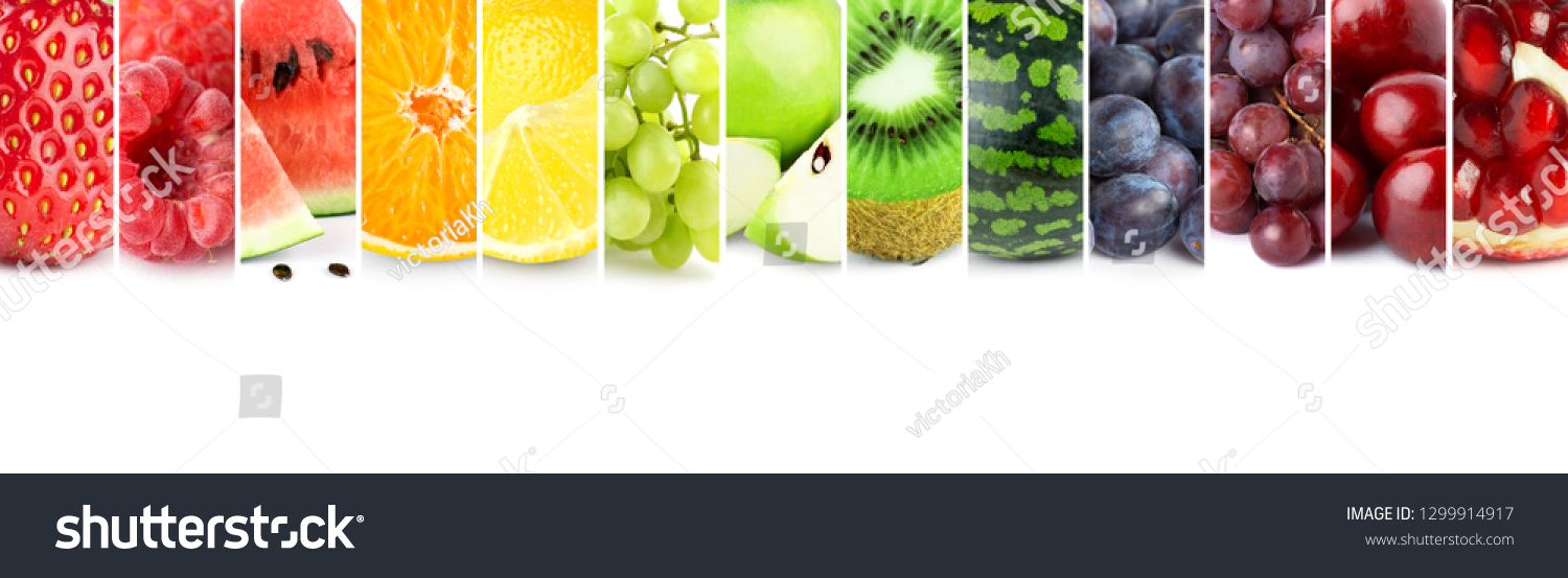 Fruits. Collage of fresh color fruit #1299914917