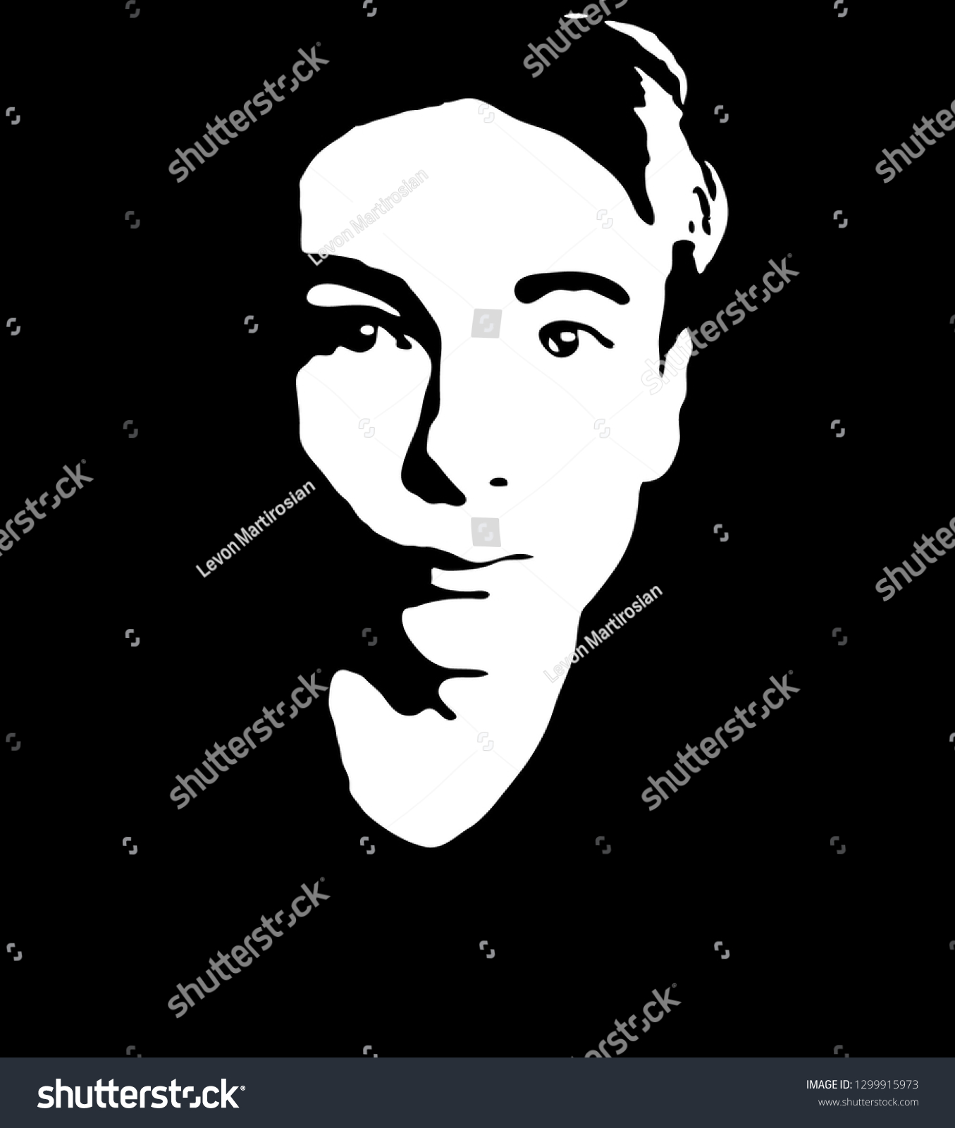 Graffiti stencil face. Young man graffiti Royalty Free Stock Vector 1299915973