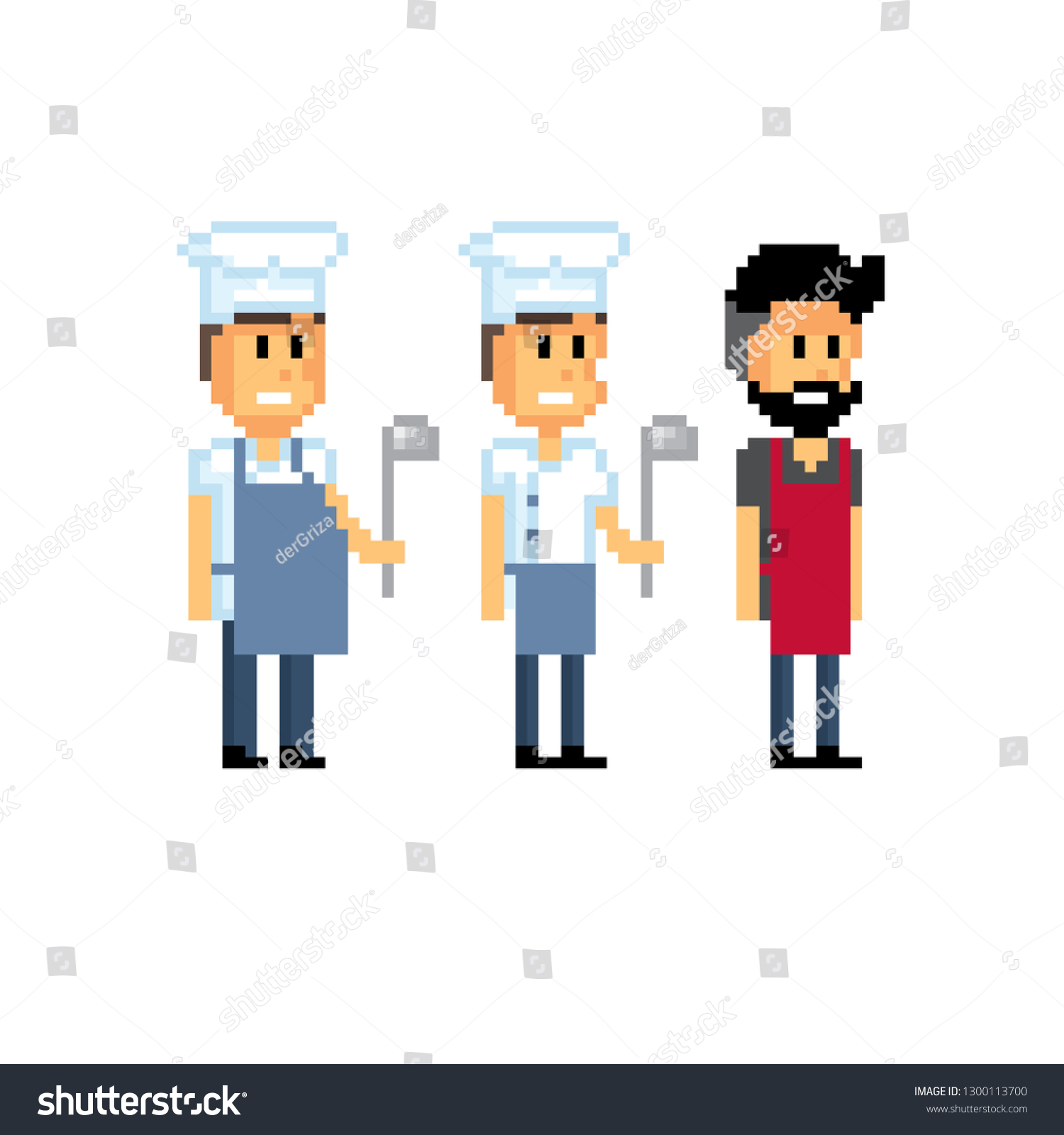 Chef Set. Pixel Art. Old School Computer Graphic - Royalty Free Stock 