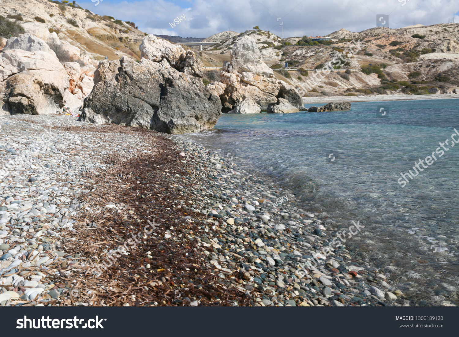 Cyprus - Mediterranean Sea beach. Petra tou Romiou - Aphrodite's Rock. #1300189120