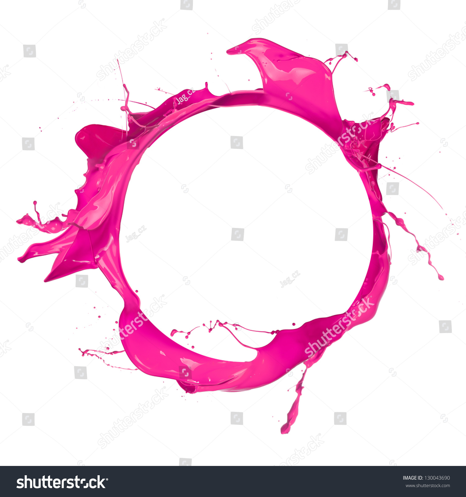 Circle of pink paint with free space for text, isolated on white background #130043690
