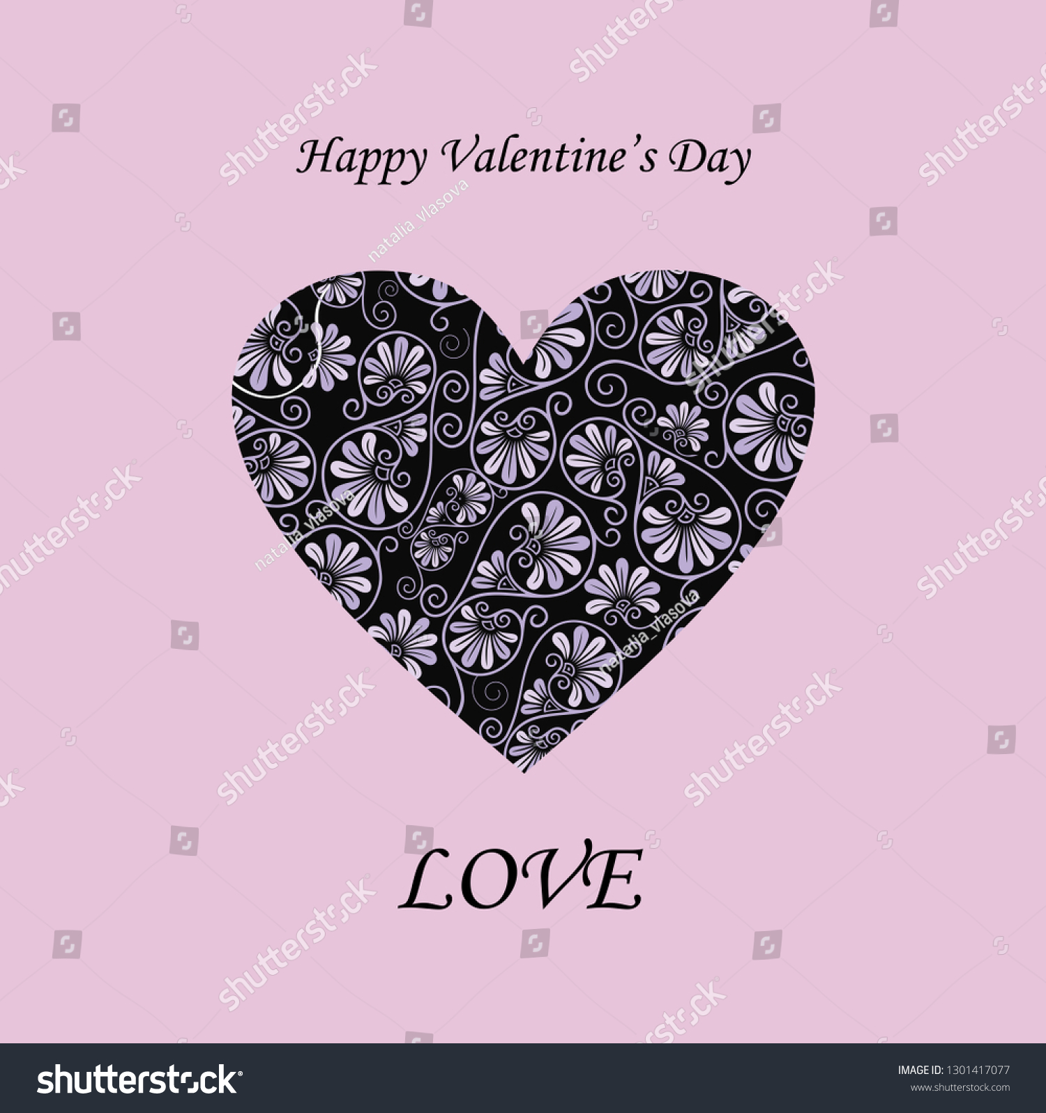 Happy Valentine's day card background with heart. Vector illustration for greeting postcard, romantic wedding invitation. Heart shape vector. Love illustration.  #1301417077