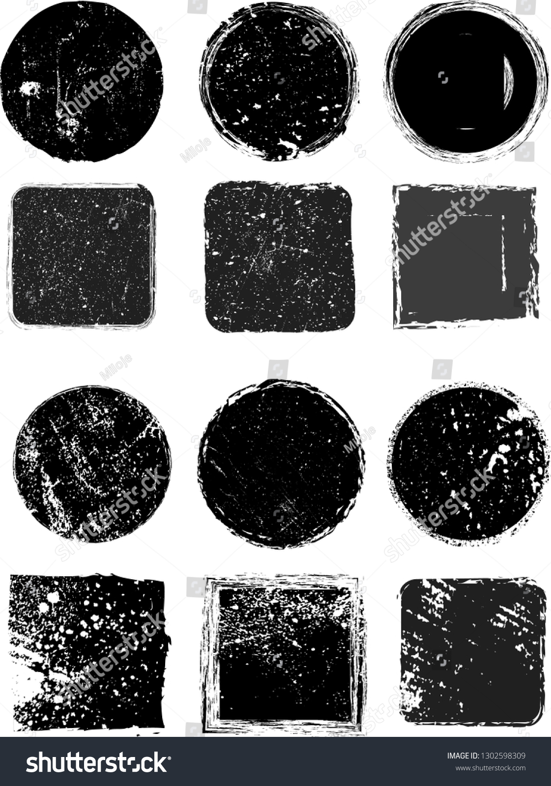 Big collection of Grunge post Stamps . Circles. Large set of Banners, Insignias , Logos, Icons, Labels and Badges  . vector distress textures.blank shapes. #1302598309