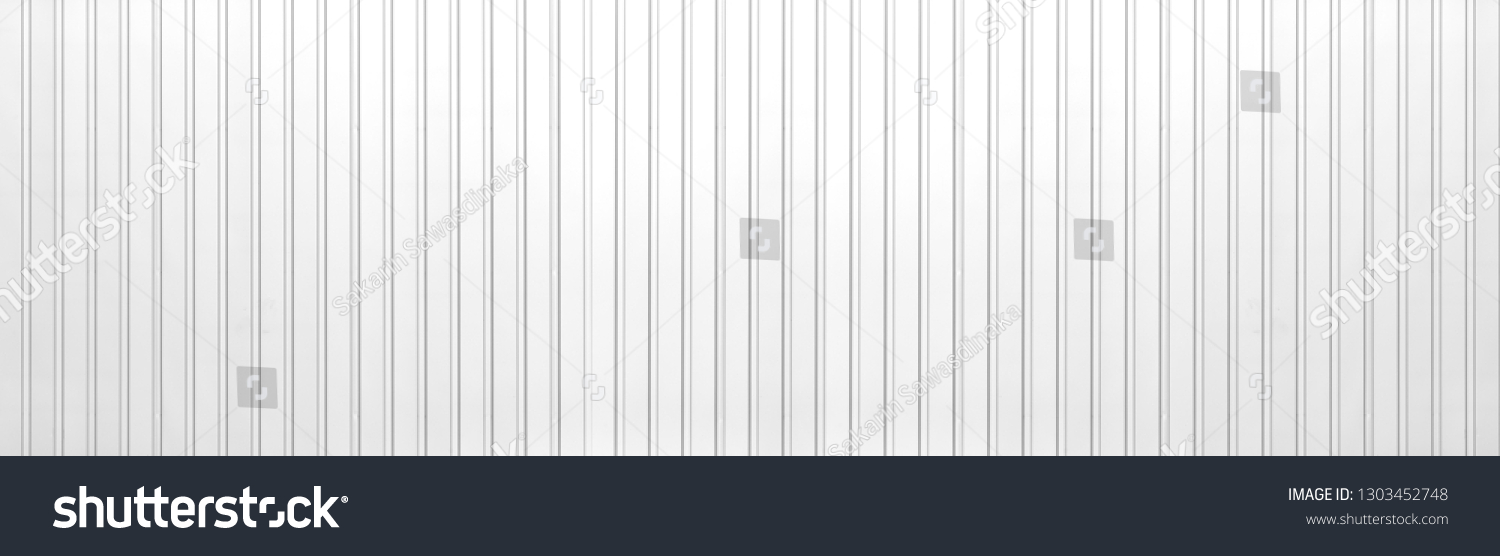 Panorama of White Corrugated metal texture surface or galvanize steel background #1303452748