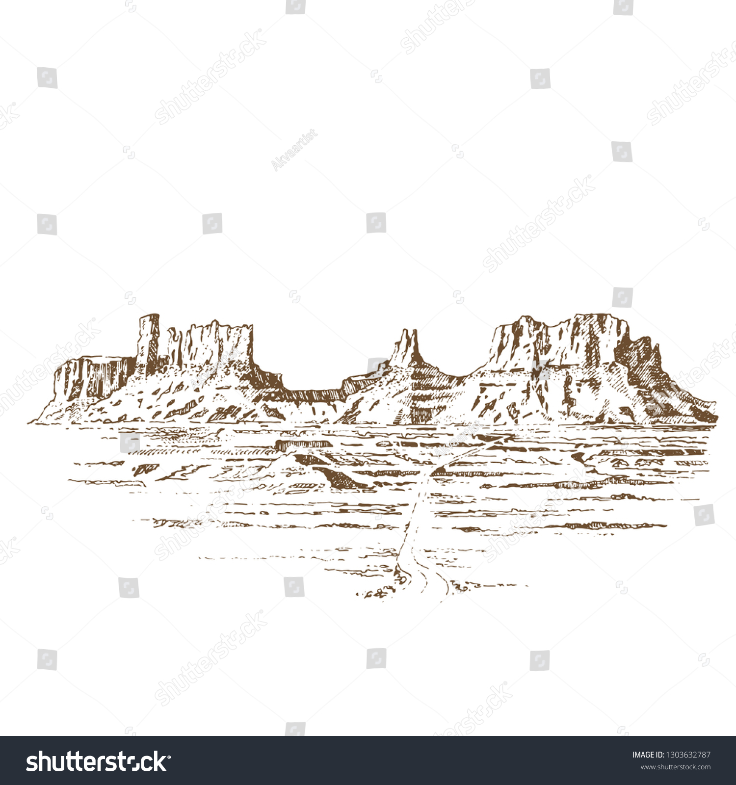 Grand Canyon USA. Engraving