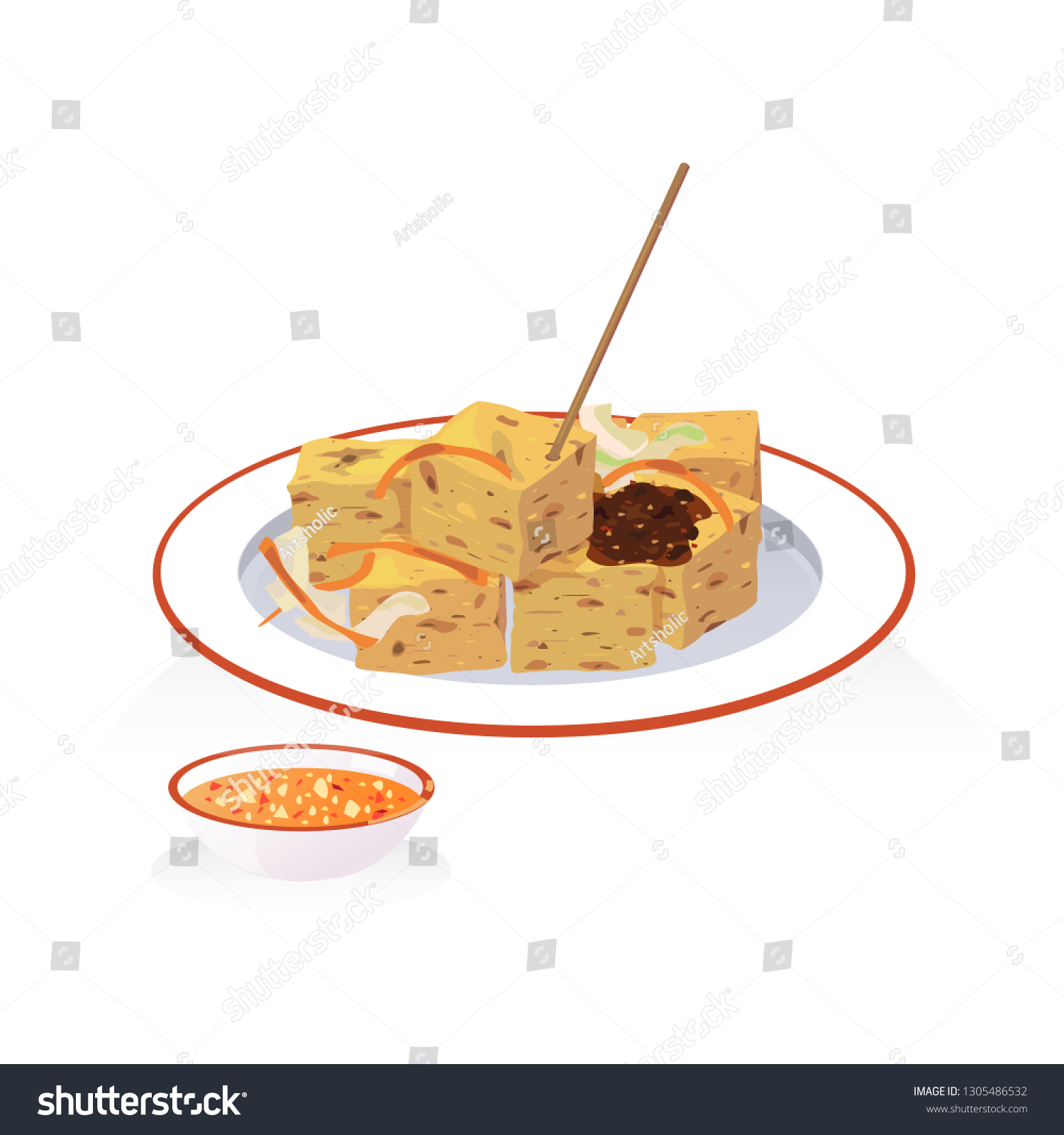 A dish of deep fried stinky tofu with dipping Royalty Free Stock
