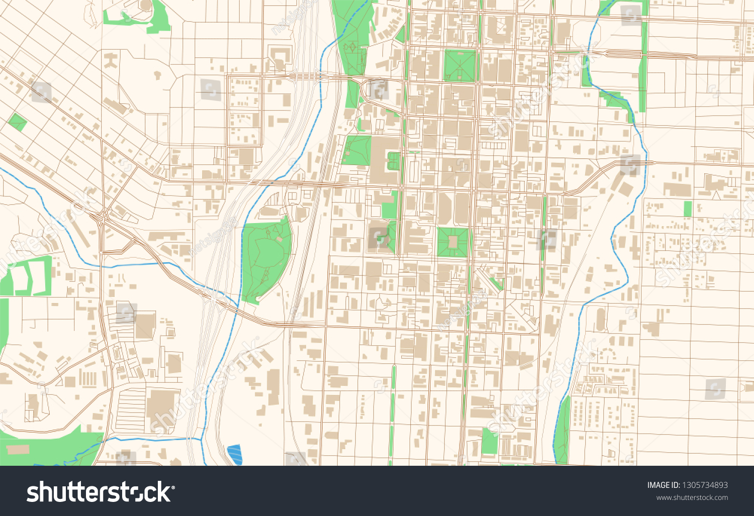 Colorado Springs Colorado printable map excerpt. - Royalty Free Stock ...