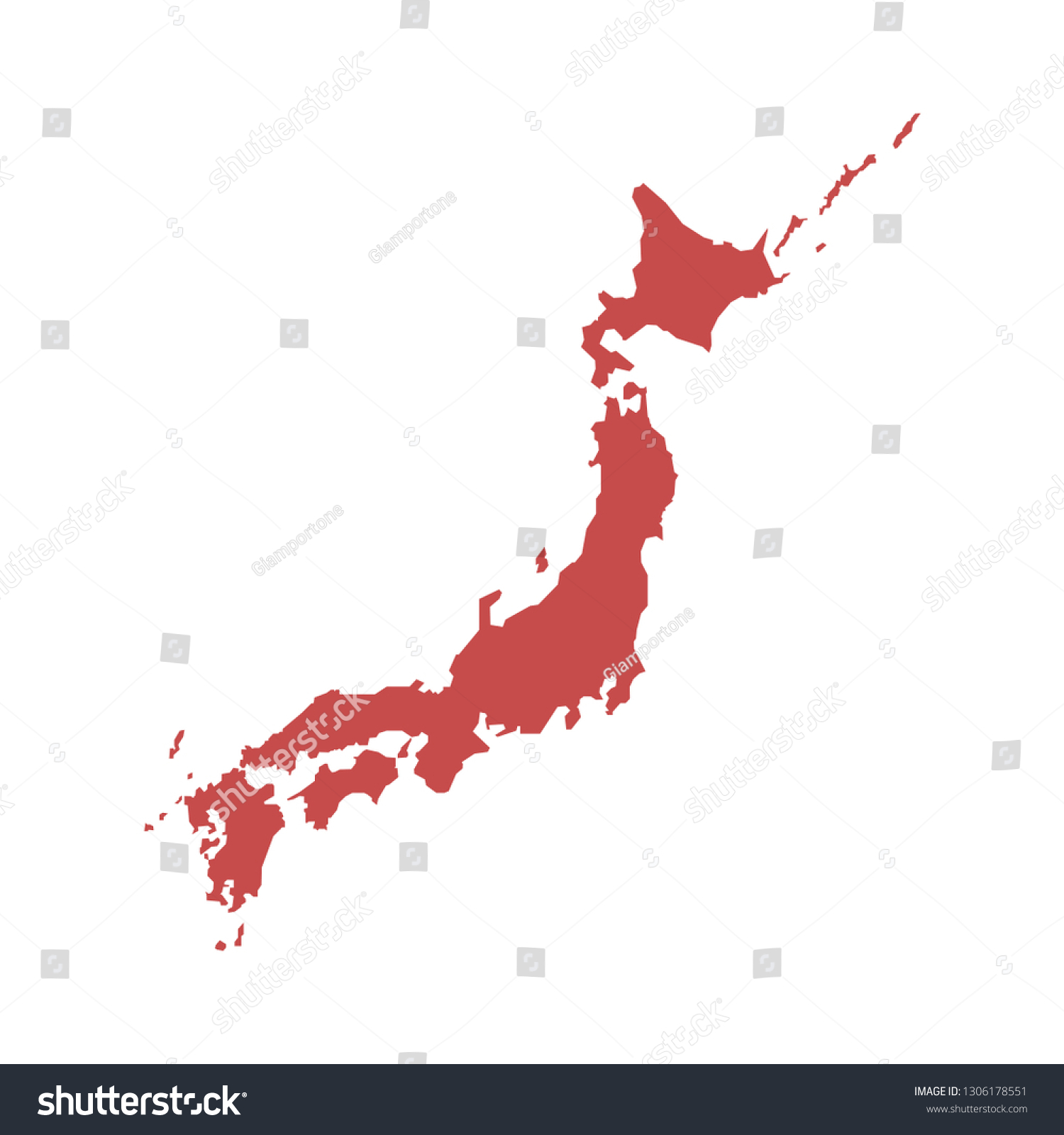 Map of Japan - Royalty Free Stock Vector 1306178551 - Avopix.com