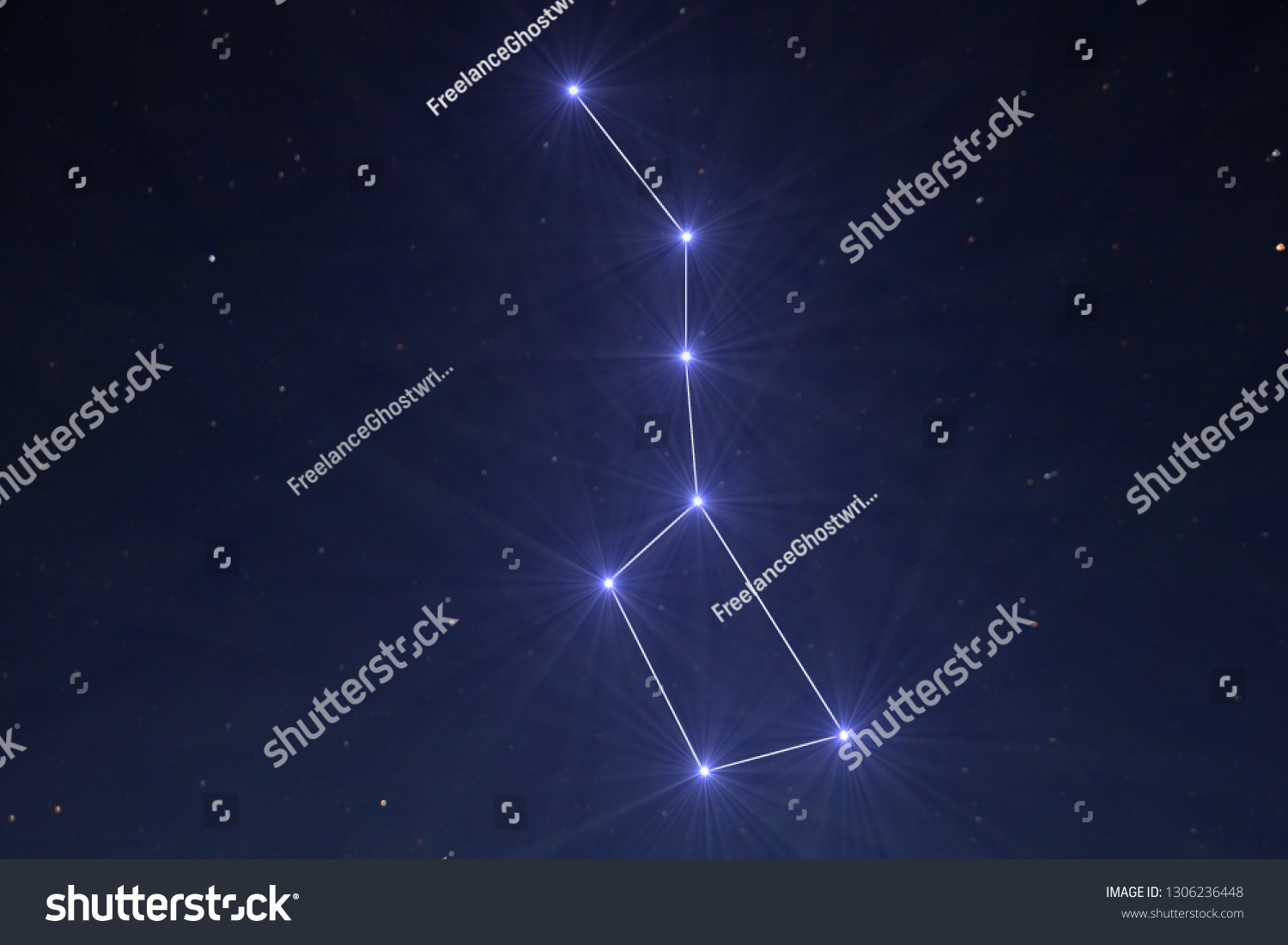 Big Dipper (Ursa Major) with stars highlighted #1306236448