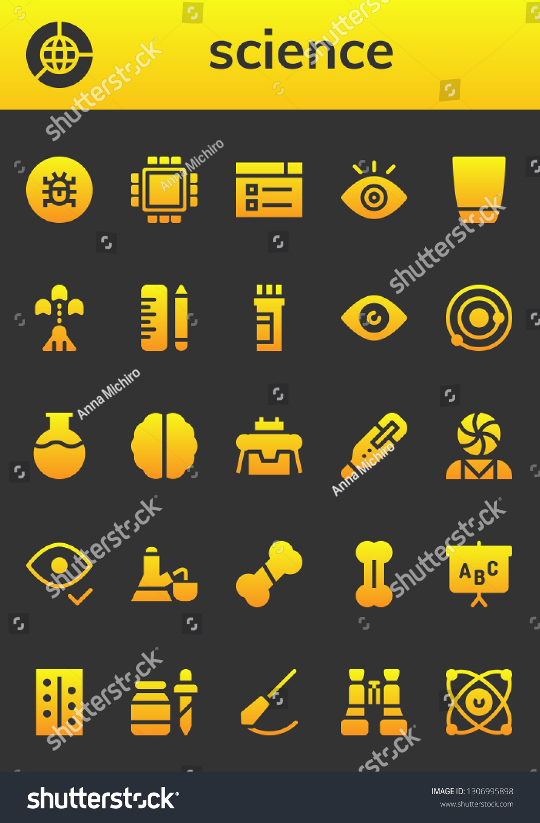 science icon set. 26 filled science icons. - Royalty Free Stock Vector ...