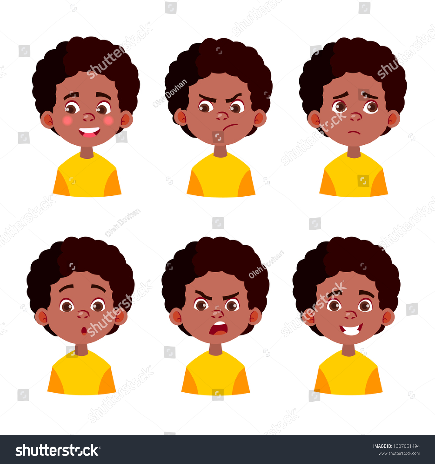 Cartoon illustration of african-american boy. - Royalty Free Stock ...