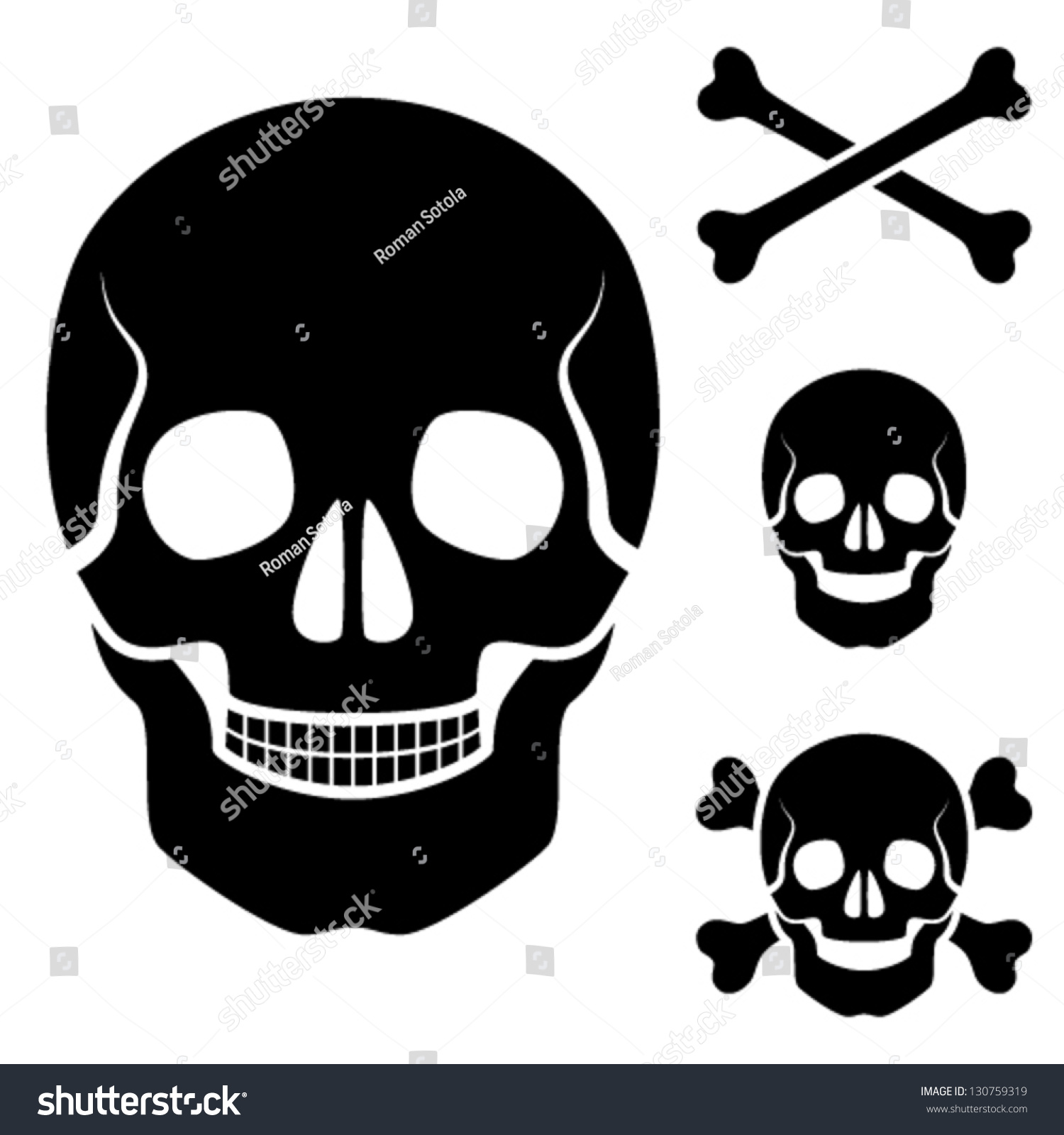 Vector human skull cross bones symbol - Royalty Free Stock Vector ...