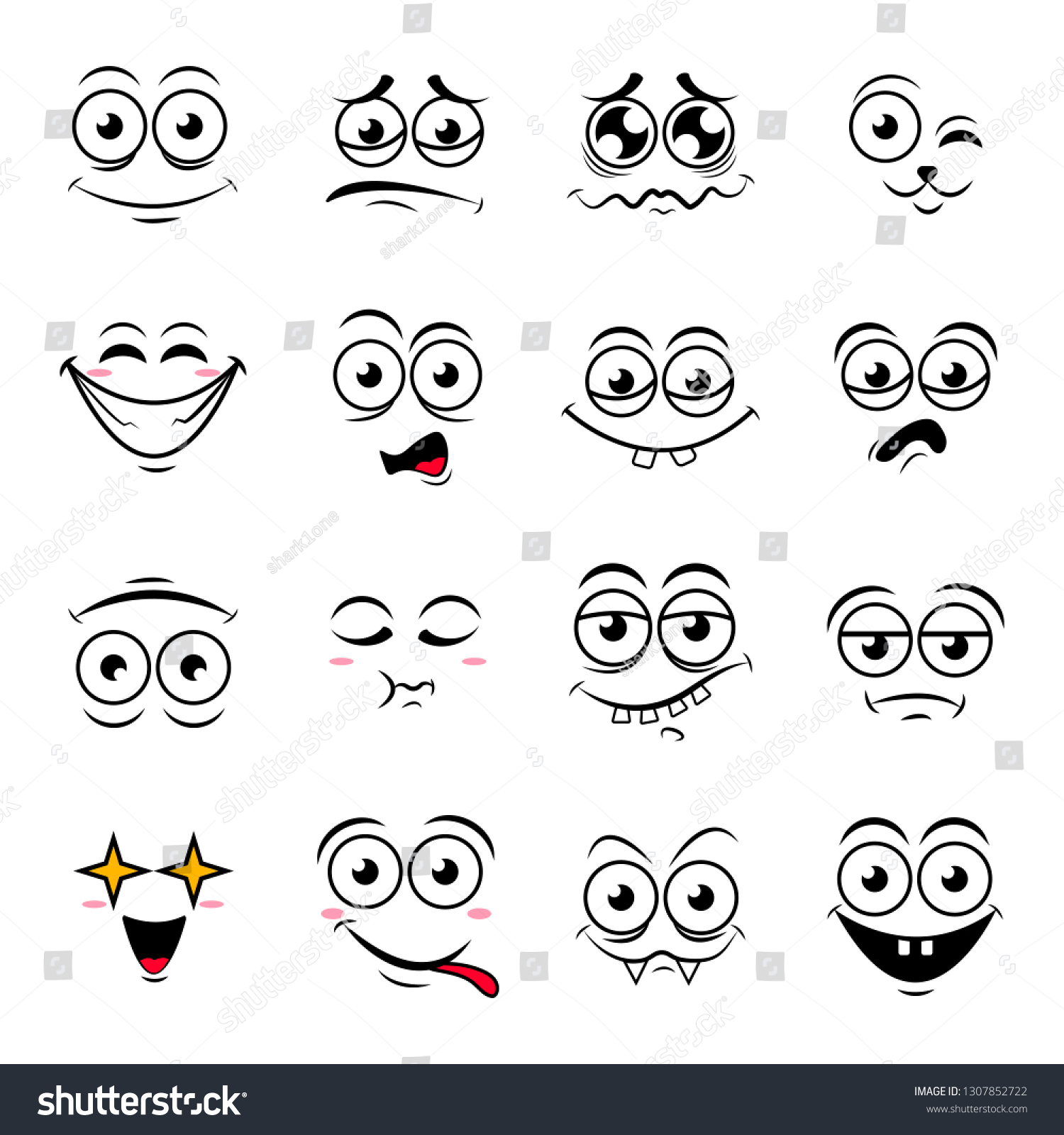Happy symbol emotions icons vector illustration #1307852722