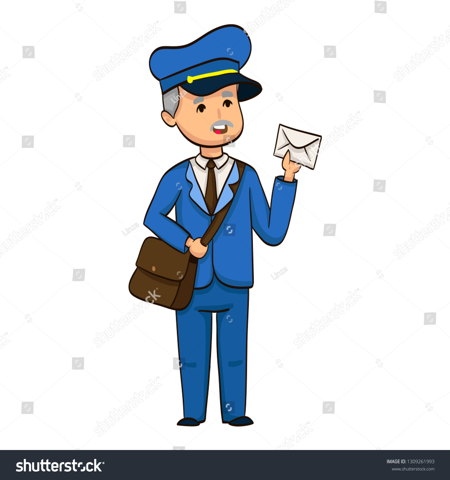 cartoon funny postman with letter - Royalty Free Stock Vector ...