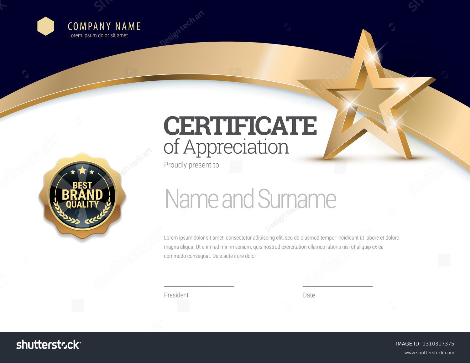 Certificate template. Diploma of modern design or gift certificate. Vector illustration. #1310317375