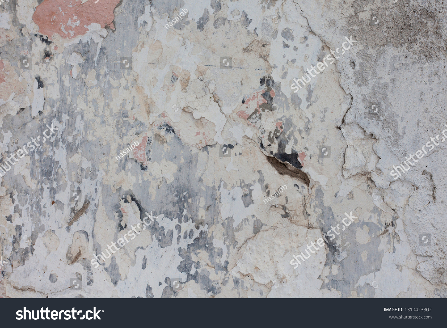Cracked concrete vintage wall background,old wall #1310423302