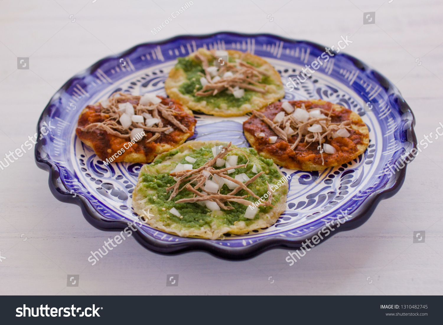 chalupas poblanas, mexican food Puebla Mexico on a white background #1310482745