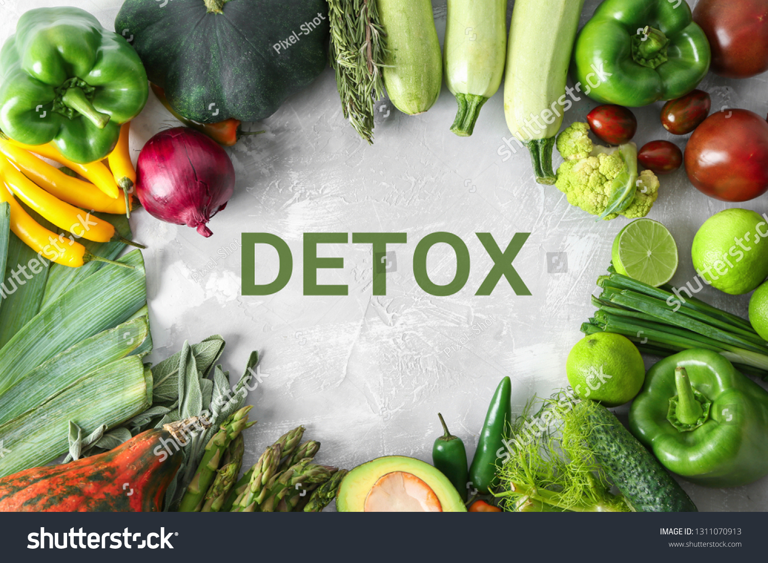 Fresh vegetables for detox detox diet on grey background #1311070913