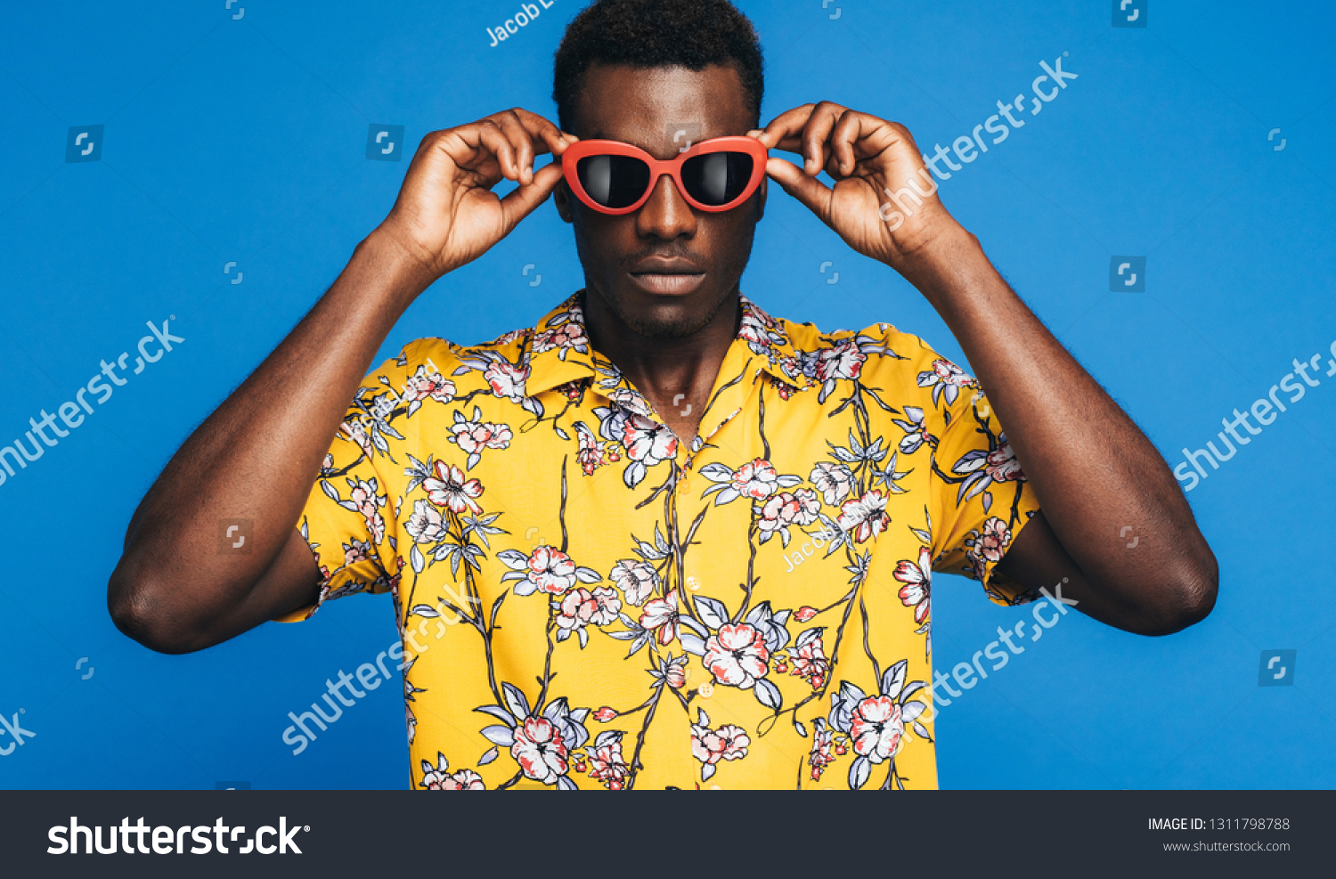 handsome-african-man-in-a-hawaiian-style-with-royalty-free-stock