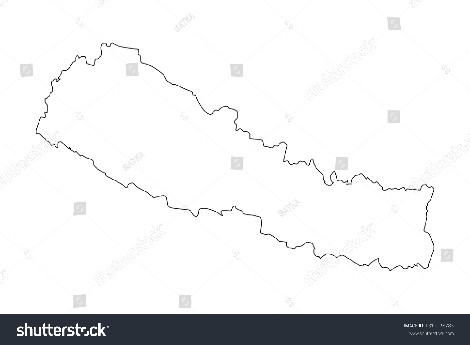 map black outline Nepal - Royalty Free Stock Vector 1312028783 - Avopix.com