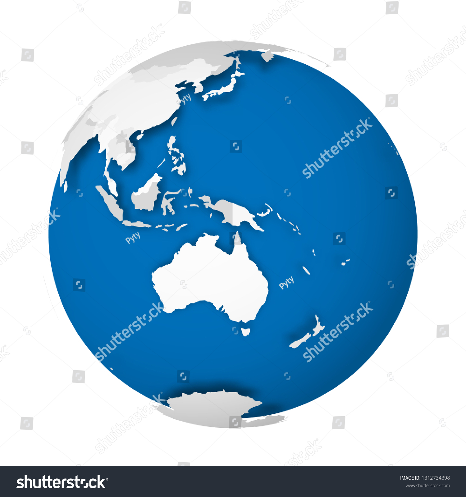 Earth globe. 3D world map with grey political - Royalty Free Stock ...