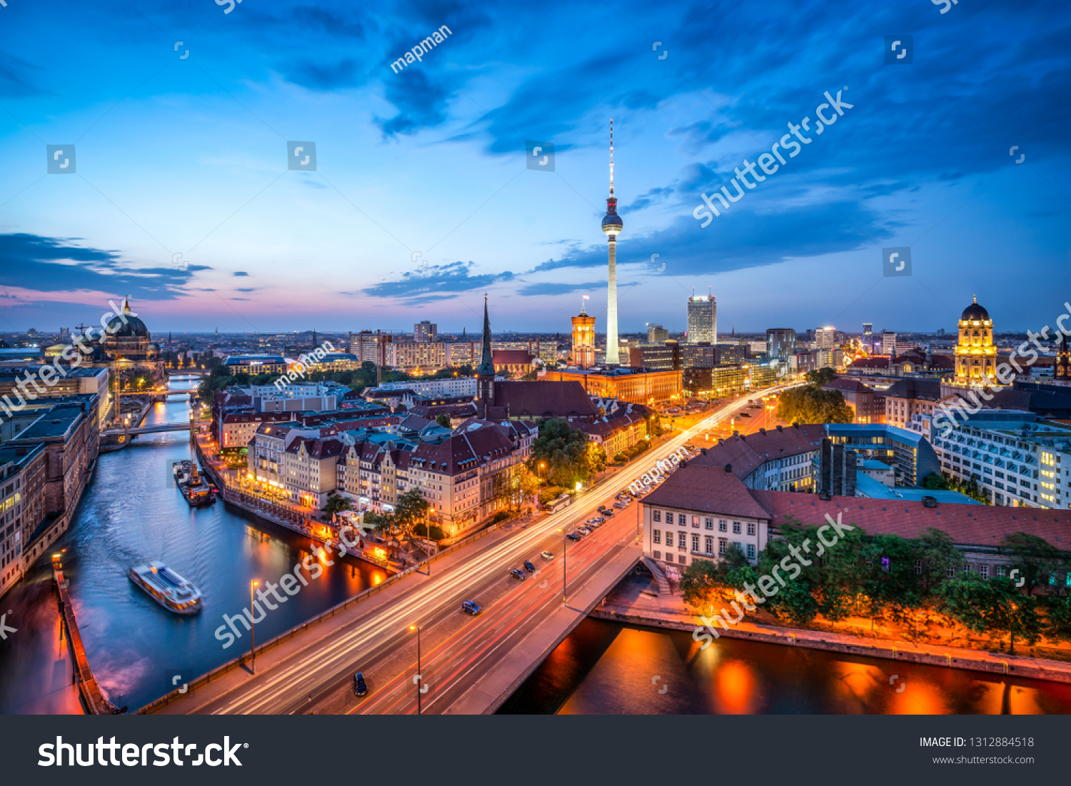 Berlin skyline at dusk with television tower, Germany #1312884518