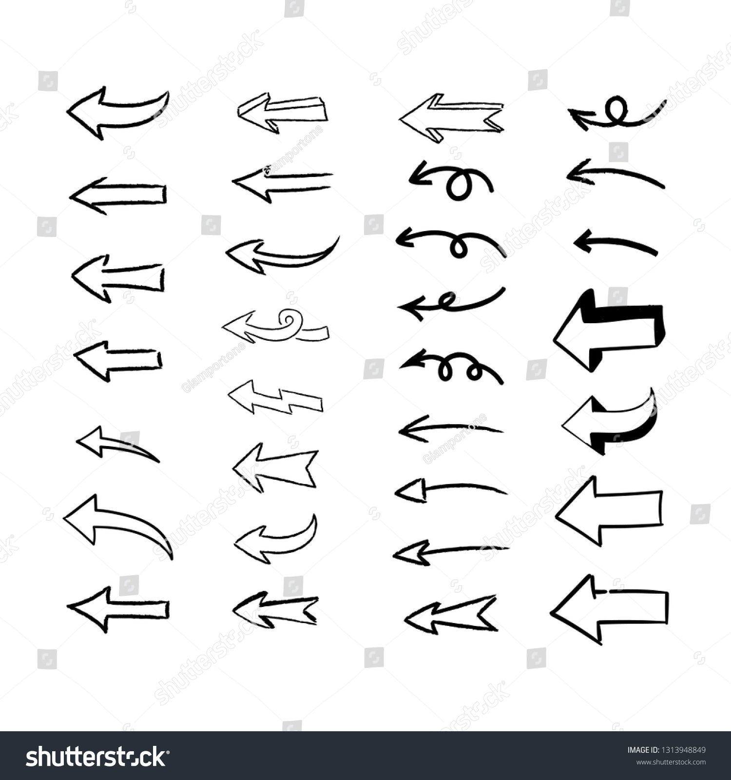 Arrow doodles, isolated vector elements #1313948849