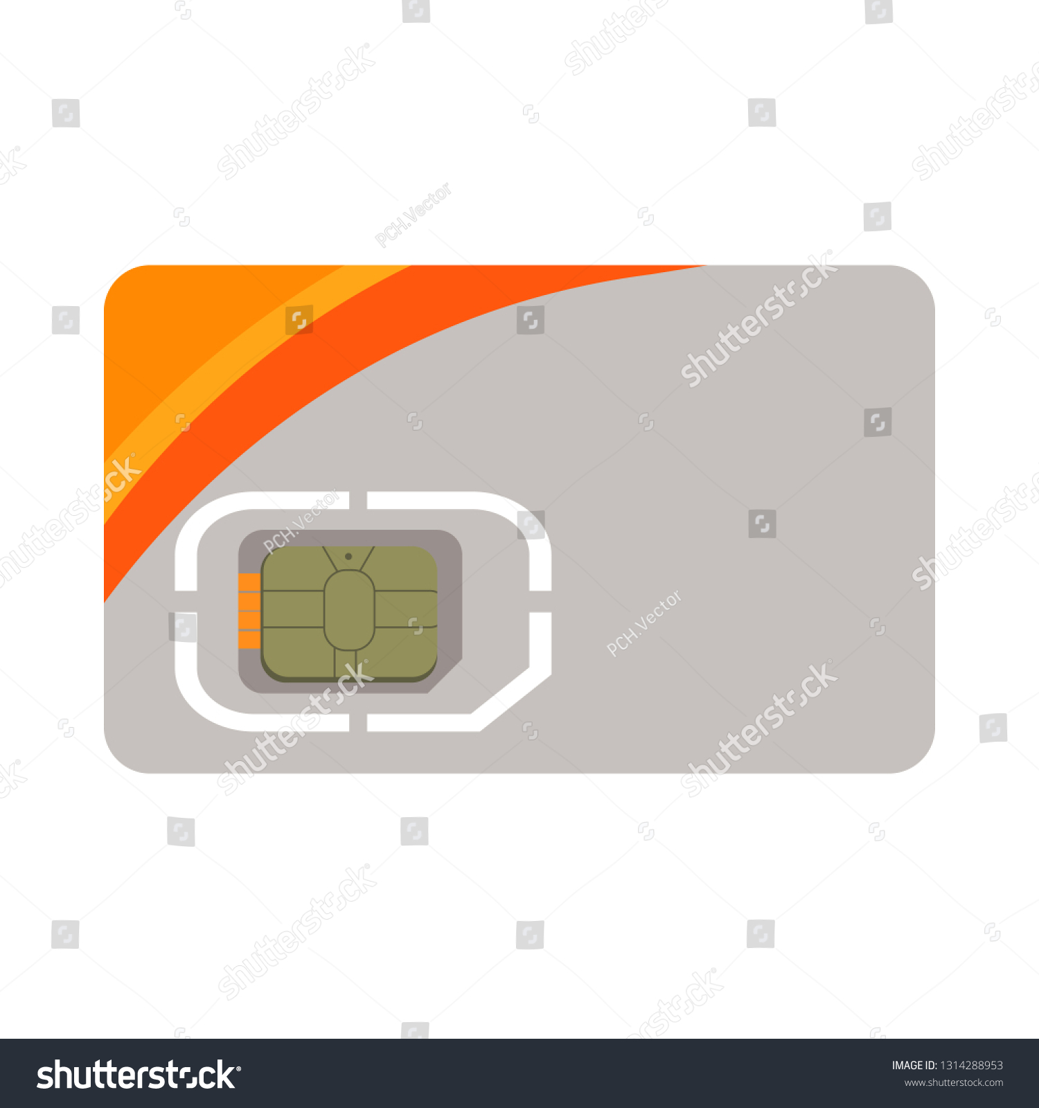 SIM card illustration. Devices, gadgets, electronics. Computer concept. Vector illustration can be used for topics like modern life, progress #1314288953