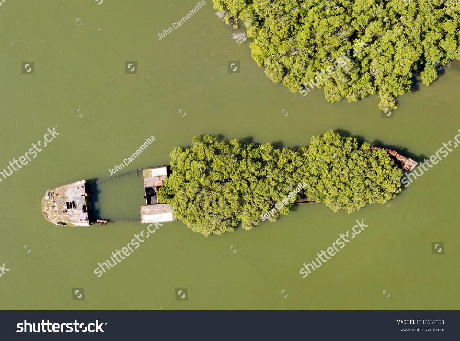 shipwreck of the SS Ayrfield on the Parramatta river Sydney, Australia.    Originally launched as the SS Corrimal, the massive 1,140-tonne steel beast was built in 1911 in the UK #1315657358