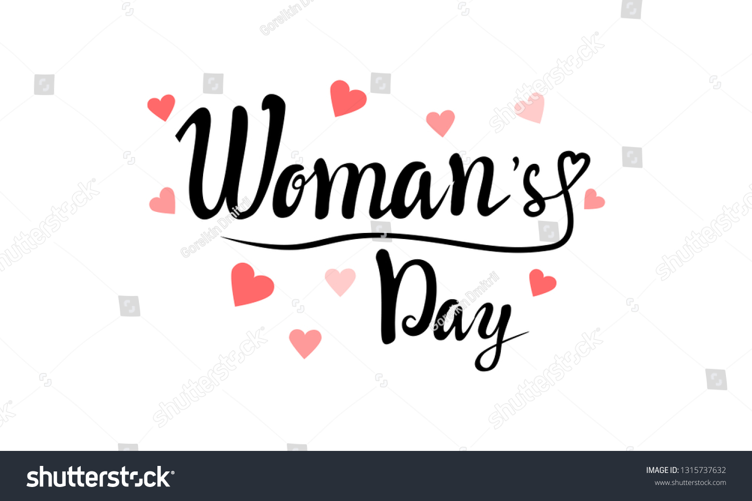 Happy Women's Day lettering typography poster with heart. International woman`s day invitation design
 #1315737632