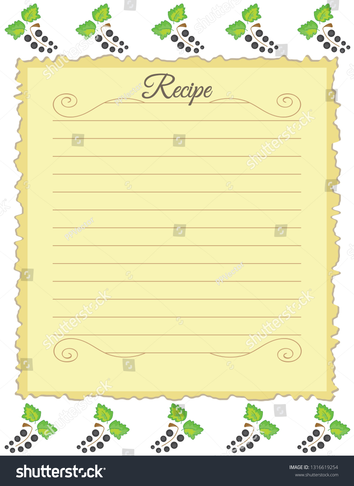 Paper for recipes. Form for recipes. Note paper - Royalty Free Stock ...