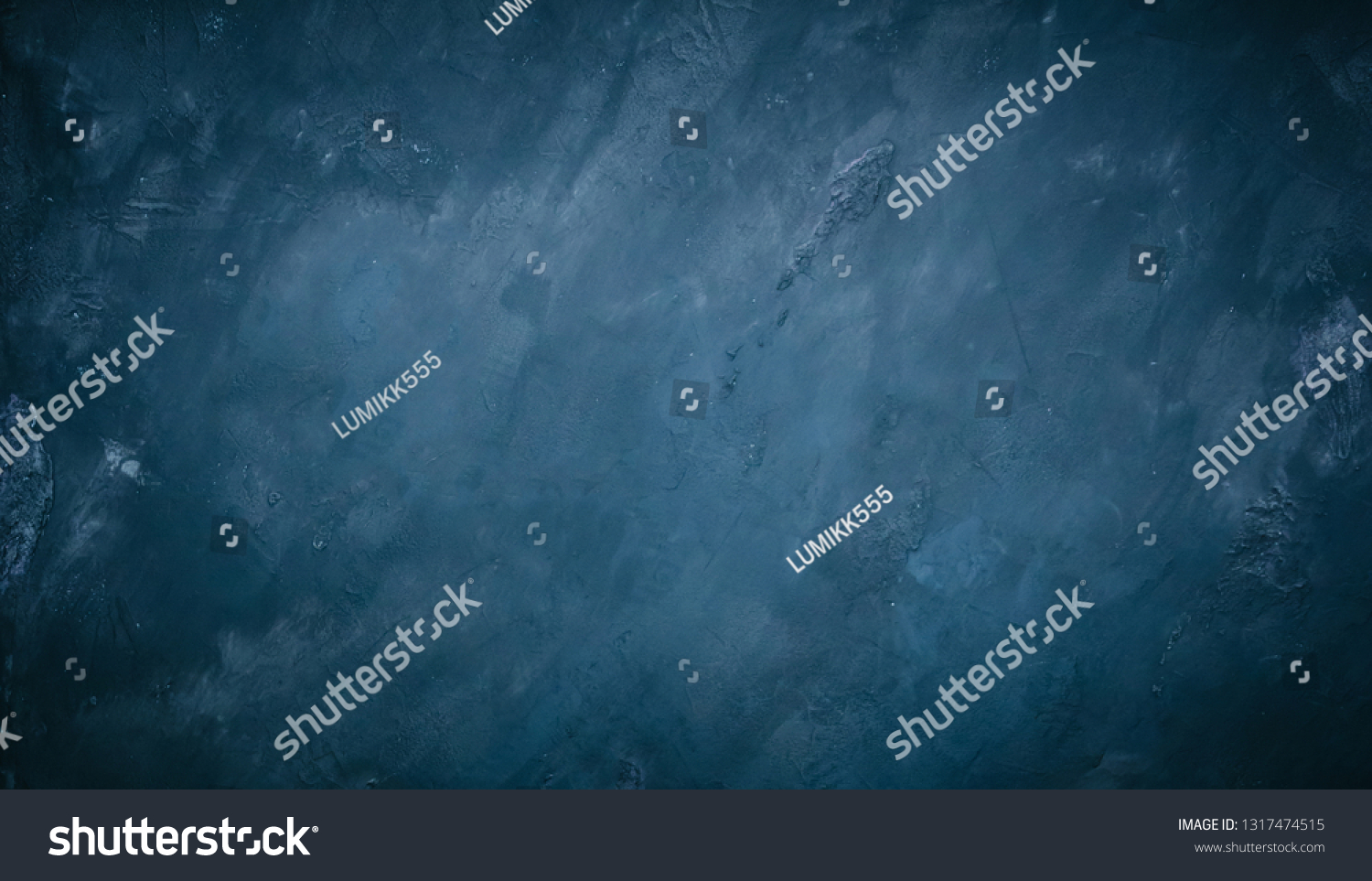 Abstract Grunge Decorative Blue Wall Background. Rough Dark Texture Web Banner With Copy Space For design. Wide Angle vintage background with vignette #1317474515