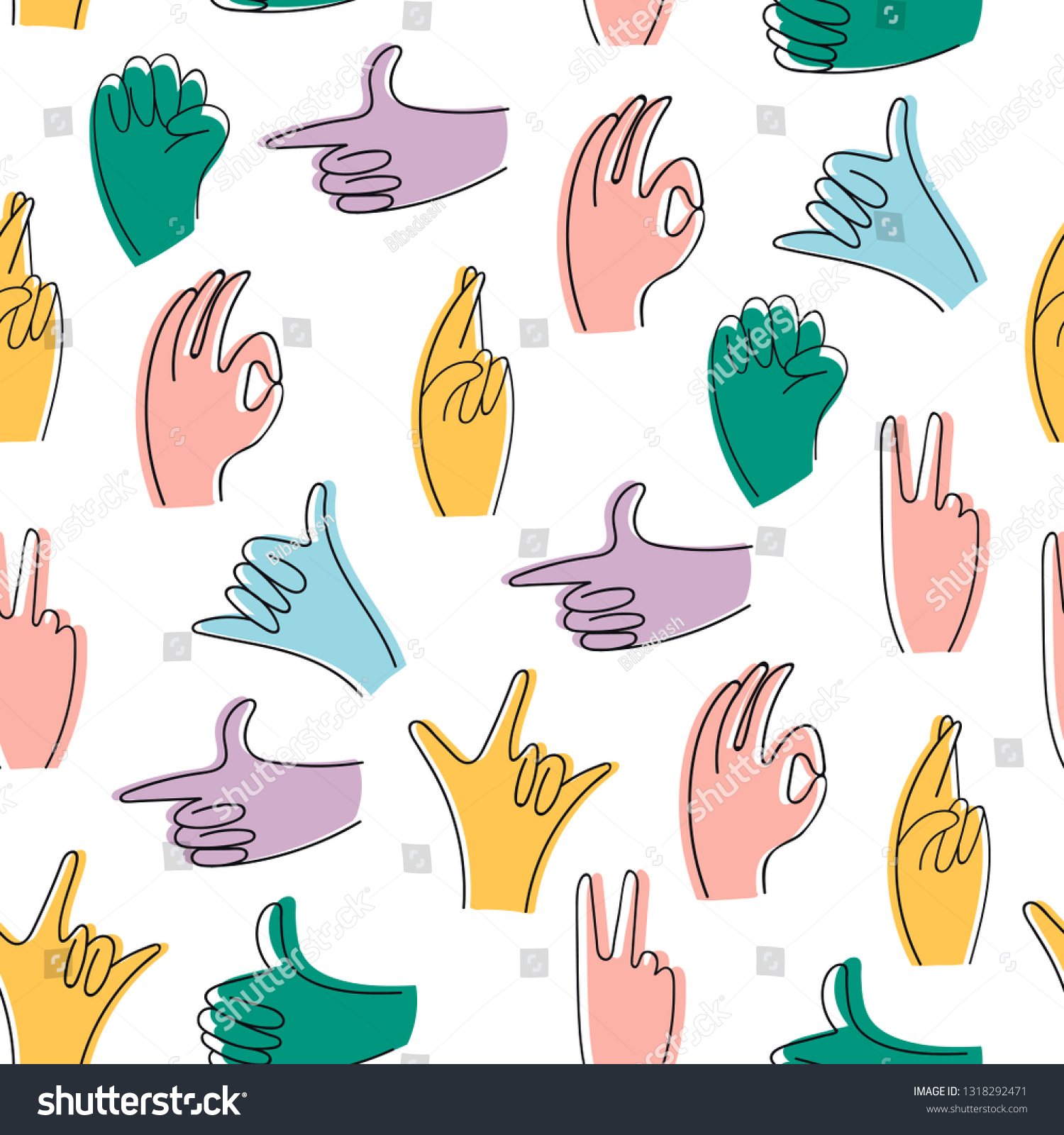 Popular hand gestures. Trendy colored icons Royalty Free Stock Vector