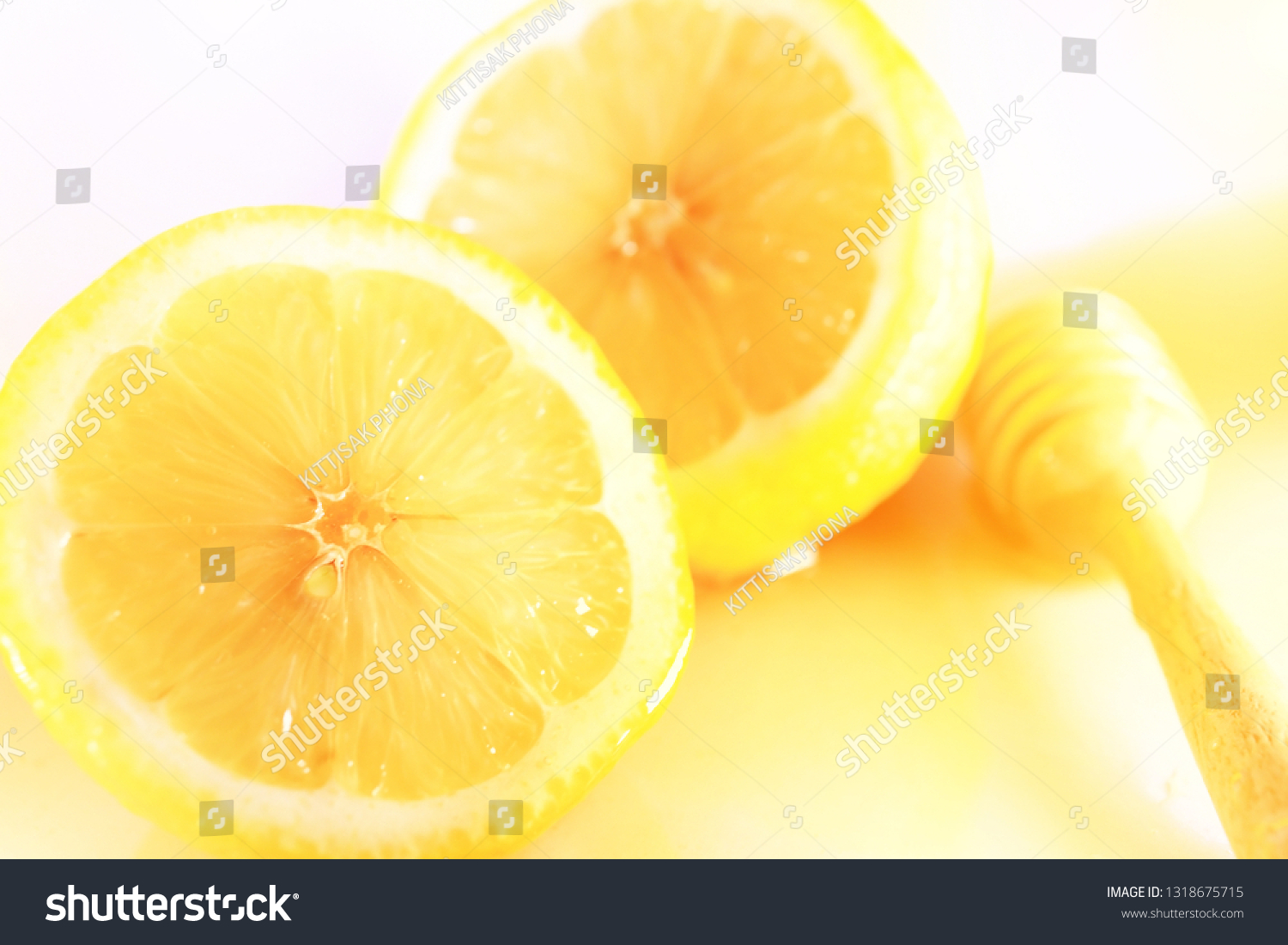 fresh honey organic lemon with lighting #1318675715