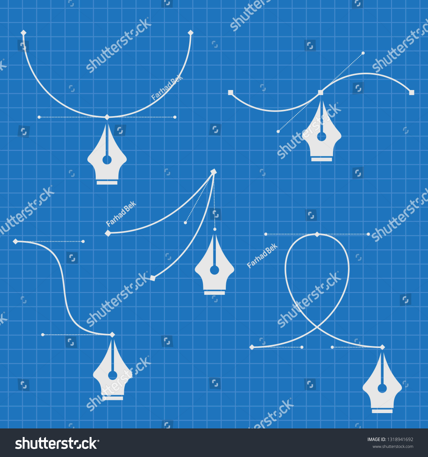 Set of Pen tool cursors and curve control points - Royalty Free Stock ...