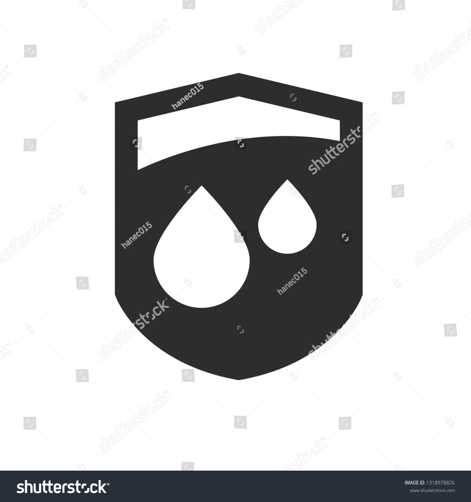 waterproof vector icon.drop and coat of arms symbol. Can be used as icon for security, protected graphic object. transparent object #1318978826