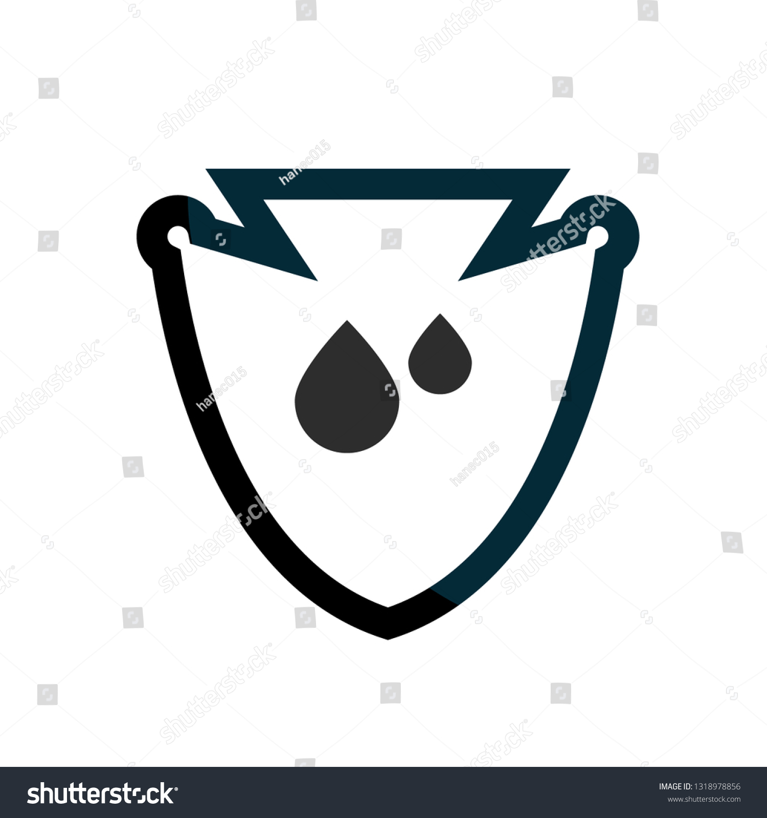 waterproof vector icon.drop and coat of arms symbol. Can be used as icon for security, protected graphic object. transparent object #1318978856